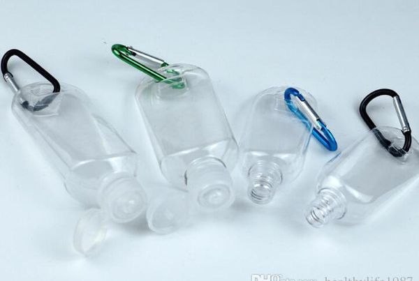 

2020 50ml empty alcohol refillable bottle with key ring hook clear transparent plastic hand sanitizer wmtfge comb2010