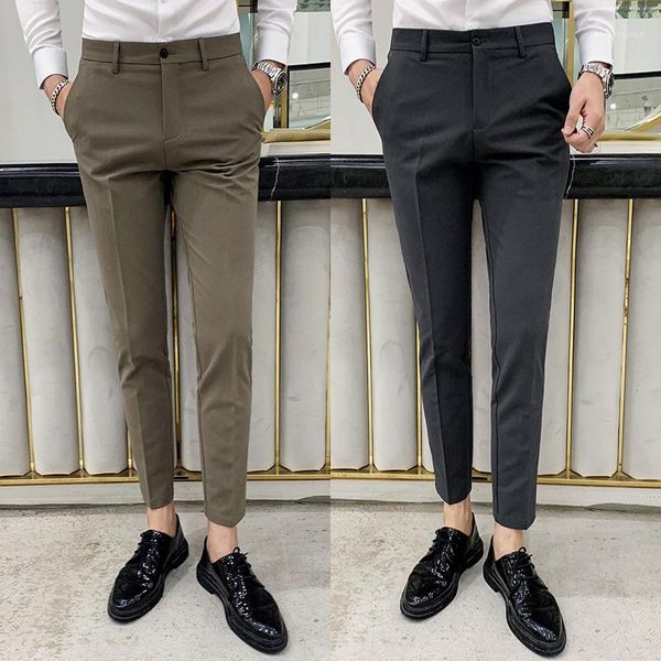 

2020 brand clothing male slim spring business men formal suit pants wedding bridegroom trousers leisure trousers1, White;black