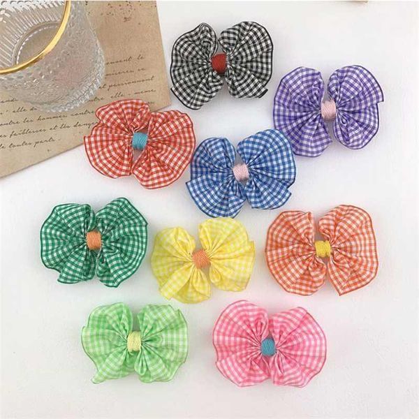 

5pcs/lot girl princess gingham plaid hair bows clips hair ties accessories kids bowknot bobbles headwear elastic rope1, Slivery;white