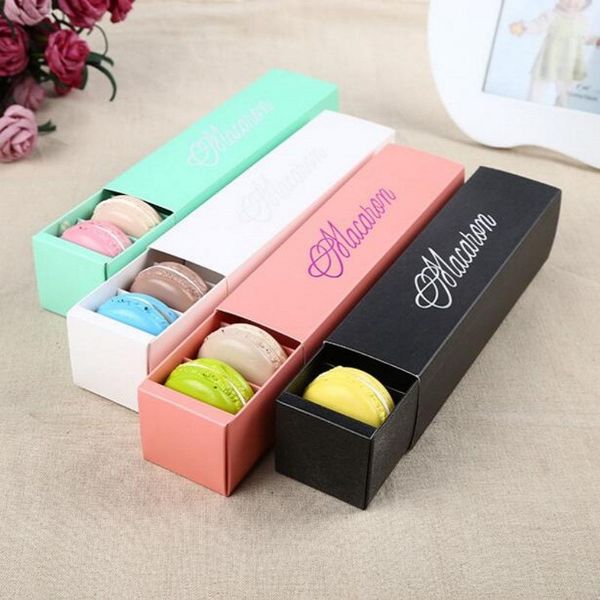 

4 colors and green dessert macaron box 6 cavities colorful macarons pastry packaging boxes