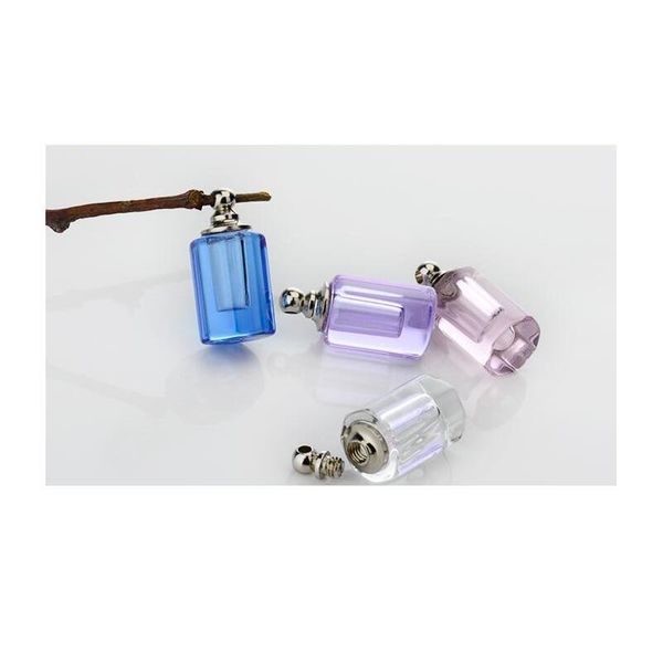 

10ets/lot facet glass vial pendant for necklace rice art pendant screw name on rice art rhinestone essential oil diy sqcmsb, Black