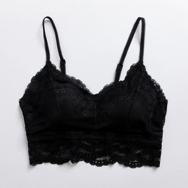 

women sleeveless lace vest tank underwear ladies strap wrapped chest bralette bra cami crop, Black;white