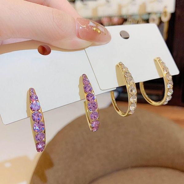 

korean crystal fashion earrings for women 2020 new jewelry delicate geometric c shaped earings wholesale, Silver