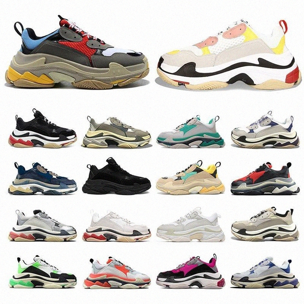 

2021 triple s fashion men women dad shoes tripler bigsized sneaker platform sole retro scarpe womens mens zapatillas 36-45 q8s8#, Black