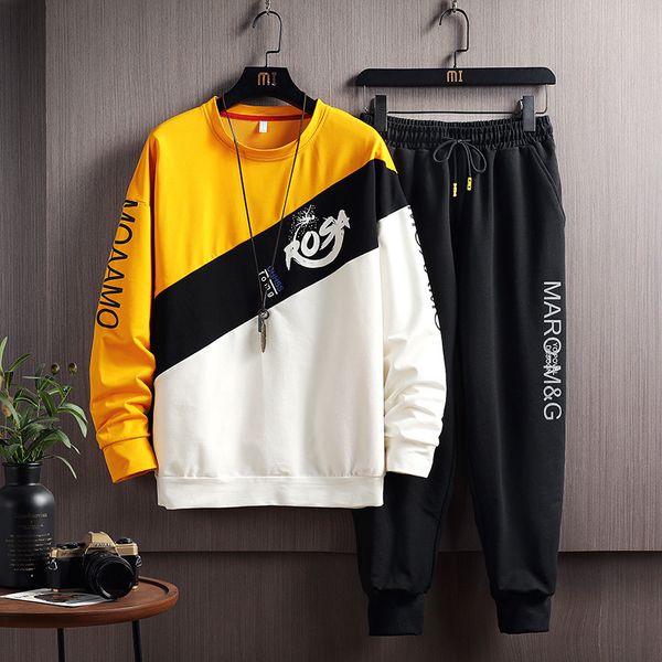 

2020 spring fall set of striped hoodies + pants suit acgk, Gray