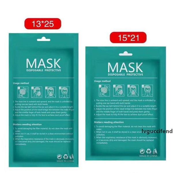 

opp dhl 13*25cm 15*21cm zipper plastic retail packaging bags for disposable face 3 layer mask hang hole pa