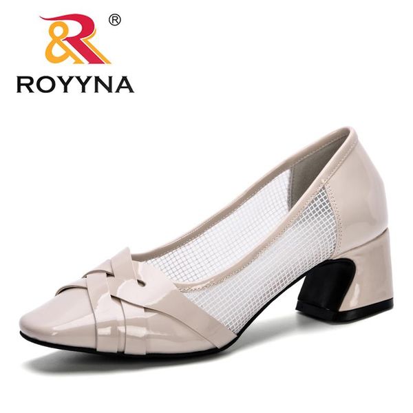 

dress shoes royyna 2021 style women pumps high heels woman daily office elegant square toe mesh breathable, Black