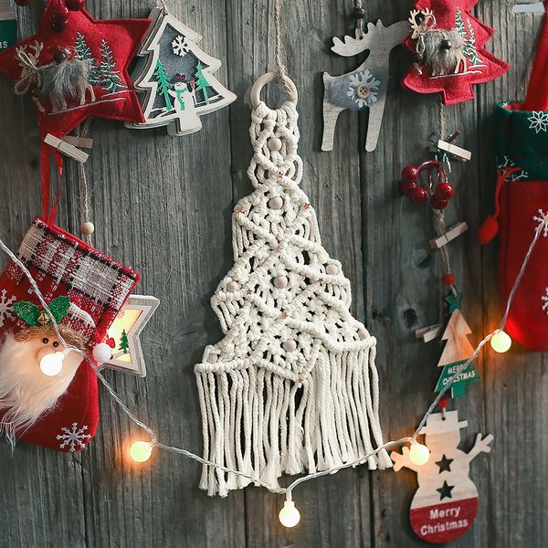 

2020 selling nordic weaving hand-woven wall hanging snowflake christmas tree christmas gift bedroom layout p wall decoration, Silver