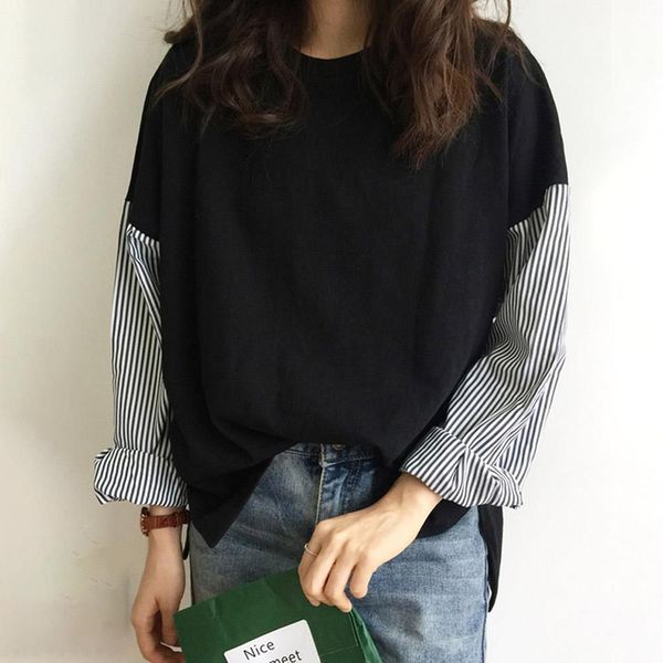 

korean style woman t shirts daily elegant stitching causal shirts 2020 summer bohemian high street beach femme fashion tees, White