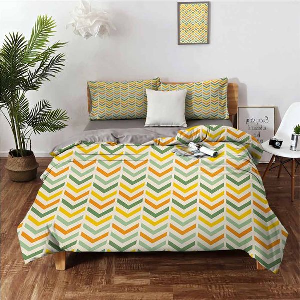 

retro countryside colors zigzags in vertical direction striped compositionbedding 3-piece set