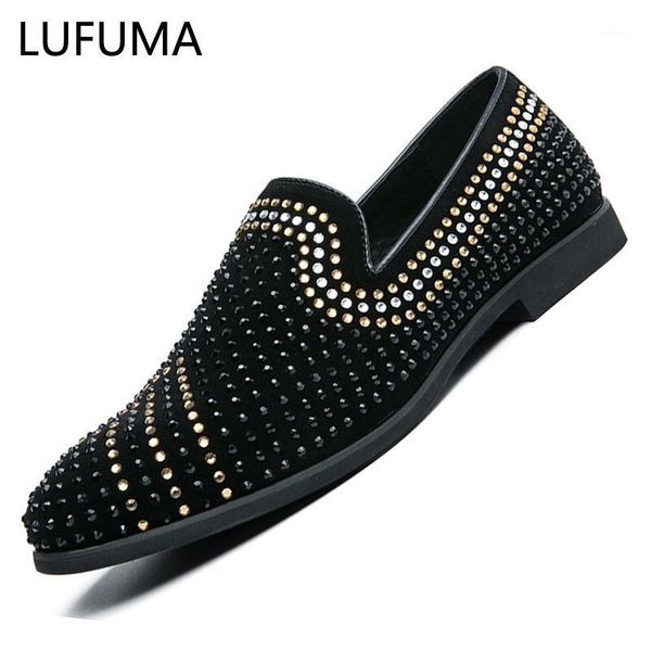 

italian shoes men classic coiffeur wedding shoes men elegant loafers brand rhinestone sepatu slip on pria ayakkabi1, Black