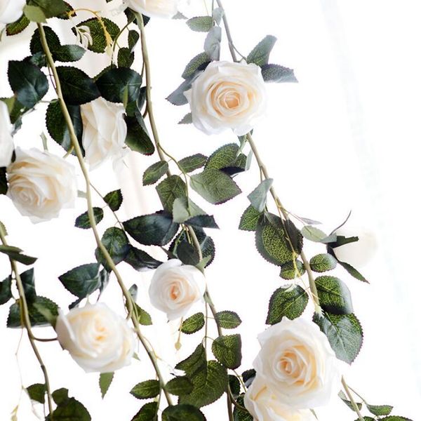 

artificial rattan flowers fake silk rose ivy hanging vine garland for fall home wedding decoration party festival wreaths 180cm bbyuds