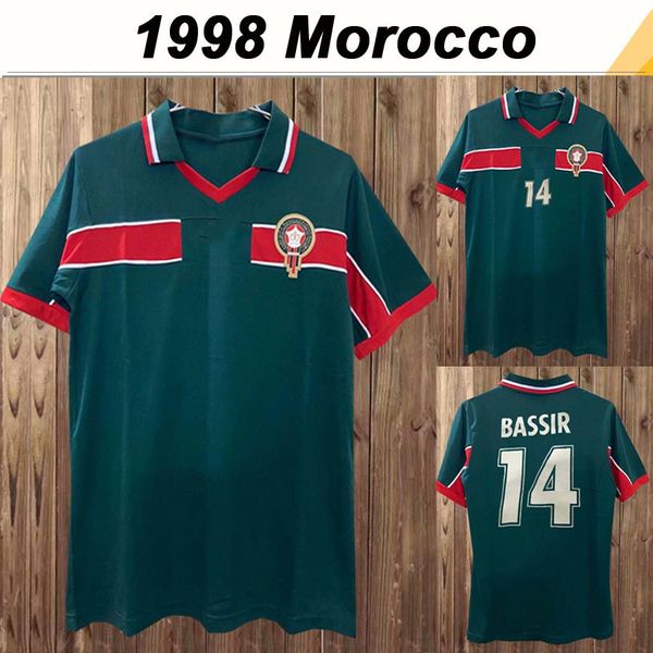 

1998 морокко национальная команда mens ретро футбол футбол бэссир м. хаджи абрами некруз оакили главная футбольная рубашка с коротким рукаво, Black;yellow