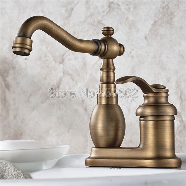 

bathroom sink faucets classic vanity 4" centerset lavatory faucet two holes basin mixer tap antique brass lnf429