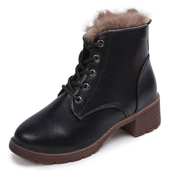 

boots winter warm women fashion casual short, Black
