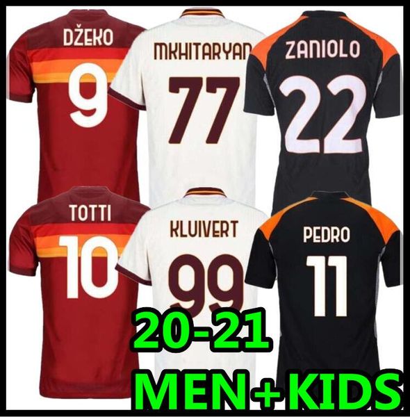 

20 21 soccer jerseys de rossi dzeko zaniolo totti perotti pedro football shirt 2020 2021 uniforms maillot third pastore men kids kit, Black;yellow