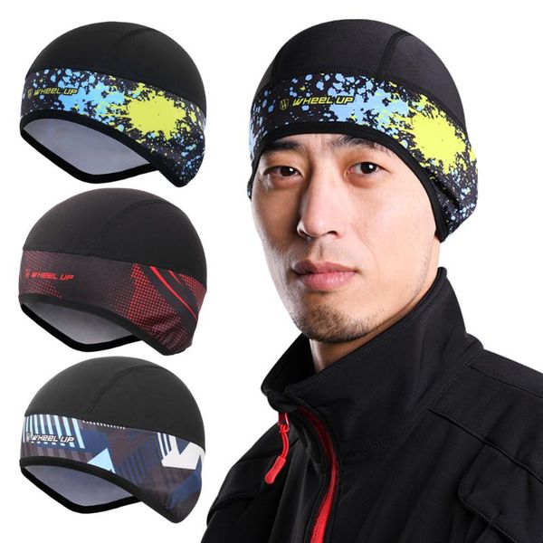 

wheel up cycling cap sports bicycle thermal fleece cold warm windproof skiing running hat winter outdoor sports riding equipment, Black