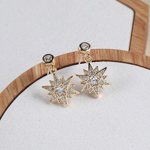 

fashion atmospheric earrings female zircon geometry cross earrings light luxury s925 silver pin earrings, Golden;silver