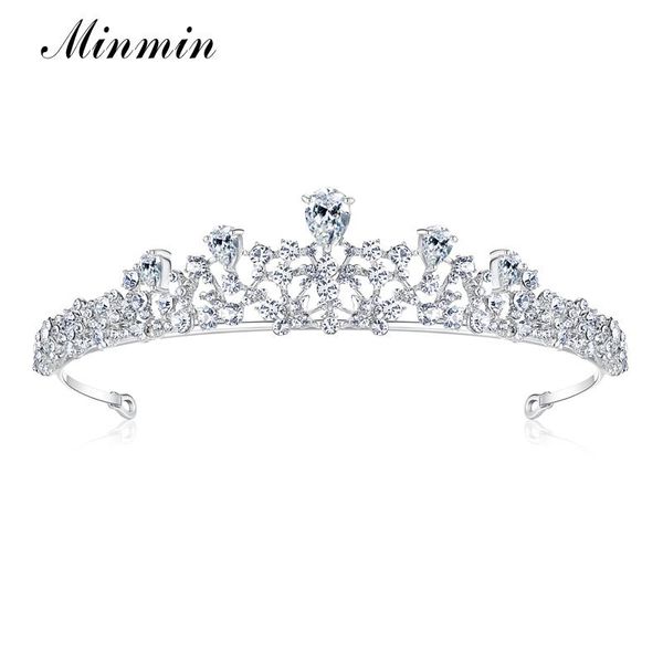 

minmin women elegant silver-color bride tiaras and crowns hairband crystal tiaras for wedding rhinestone hair accessories mhg091, Golden;silver