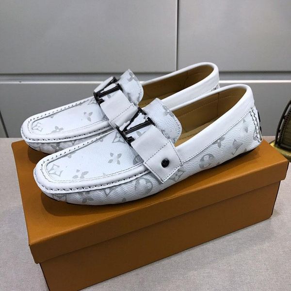 

men trainers 2021 new luxury men dress shoes classic printing flats peas shoes for men classic casual driving shoes quality, Black