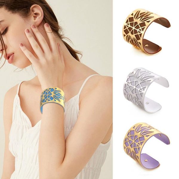 

retro pattern color leather bracelet georgette jewelry bracelet for women for women, Black