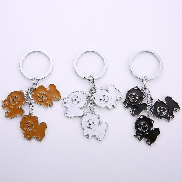 

chow chow pendant car keychain for men women pet dog bag charm key chain keyring holder fashion jewelry1, Silver