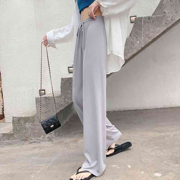 

high waist soft comfort women pants casual slacks pants women ice silk full length long trousers female slacks, Black;white