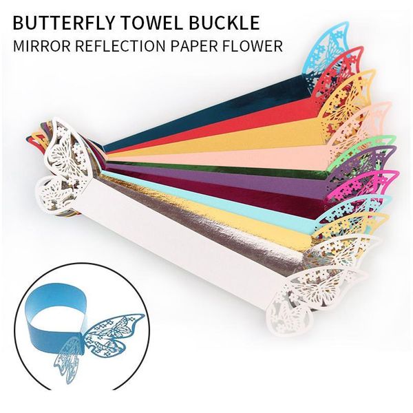 

50pcs butterfly style laser cut paper napkin rings 10 colors napkins holders l birthday wedding party favor table de qylsfr