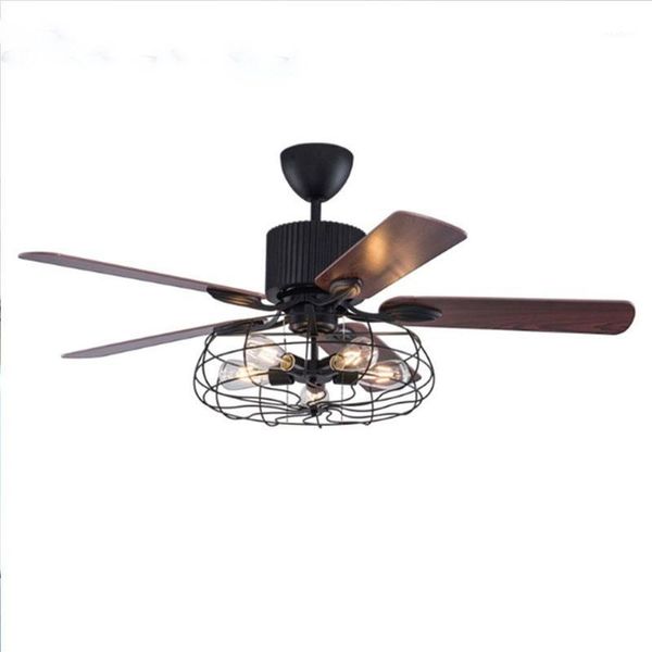 

electric fans 52 inch 68w e27 fan lamp ceiling with light remote control iron birdcage type 110v 220v for bedroom living room dropship1