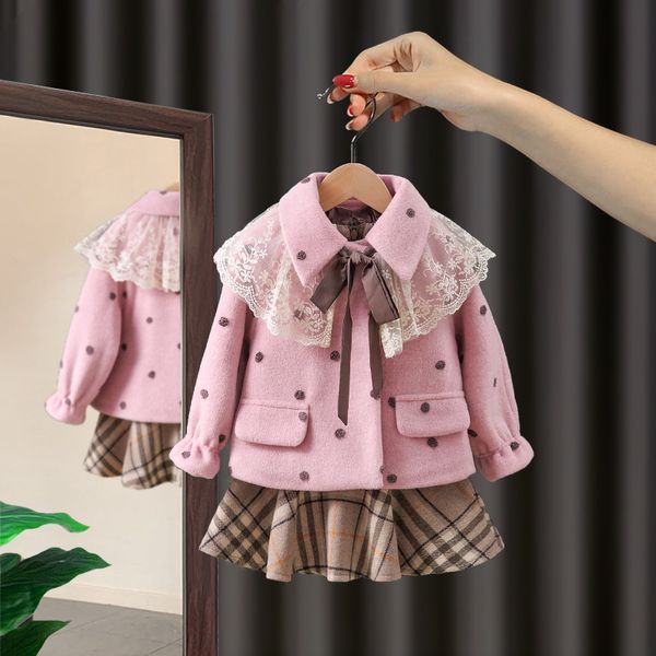 

kids designer clothes girls suit fall and winter clothes 2020 new baby girl fleece thickened two-piece suit childrens online red ocean style, White