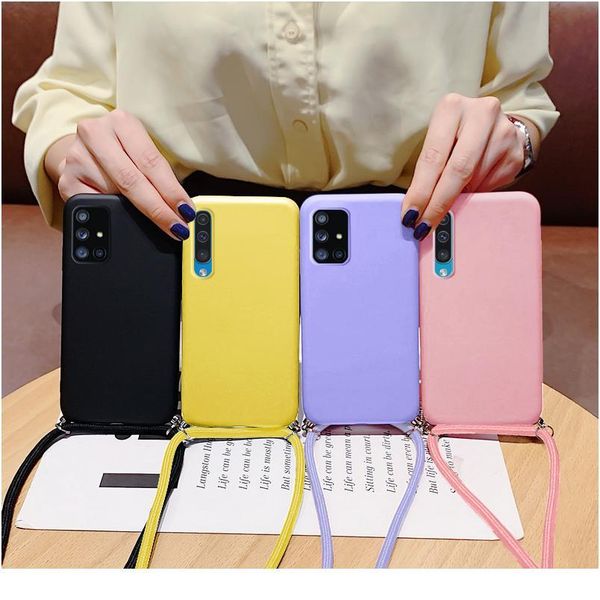 

liquid sile lanyard strap necklace case for samsung galaxy s21 s20 fe note20 ultra s10 plus a51 a71 a50 a70 qylvmb