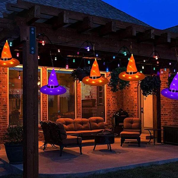 

1pcs halloween decoration witch hats led lights cap halloween costume props outdoor tree hanging ornament home glow party decor wmtbwm