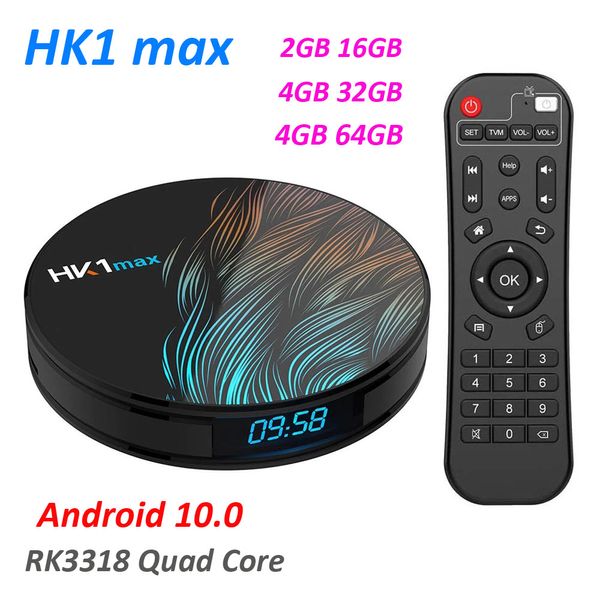 HK1 MAX Android 11.0 Smart TV BOX RK3318 Quad Core 4 GB 64 GB 32 GB 2.4G5G Wireless WIFI Set Top Box Lettore multimediale