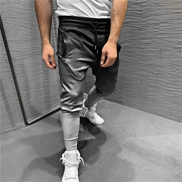 

new mens sports pants muscle trousers 3d gradient slim stretch fitness basketball feet pants with 4 colors, Black