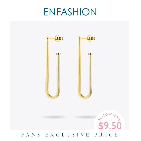 

enfashion ювелирные изделия геометрические большие клипы серьги серьги золотой цвет из нержавеющей стали длинные серьги длинные для женщин с, Silver