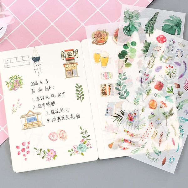 

3 листов в упаковке journey и еда старинной декоративного washi наклейки скрапбукинг стикере дневник канцтовары альбом наклейка wmttkb hx_pa