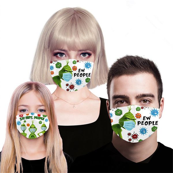 

stole christmas 3d print cosplay masks grinch protection reusable washable dust proof cute face mask fast shippping