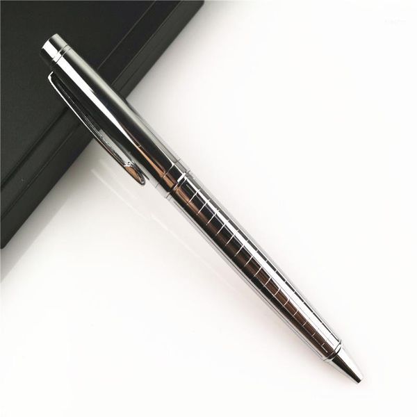 

carving perkin silvery metal grid stainless steel business pen writing nib medium ballpoint pen new1, Blue;orange