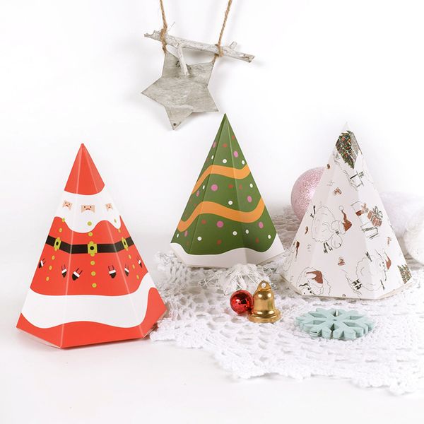 Scatola regalo di Natale Scatola di caramelle pieghevole di colore esagonale all'ingrosso Scatole regalo di piccole scatole regalo di caramelle di Natale