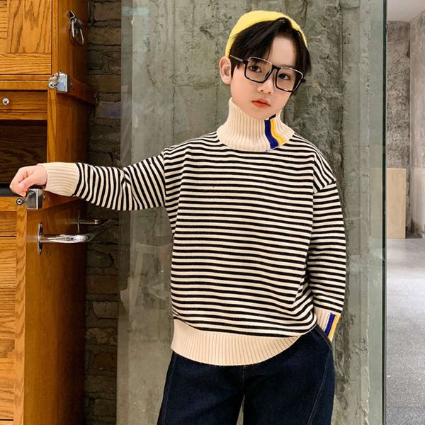 

pullover boys' turtleneck thickened sweater with, Blue