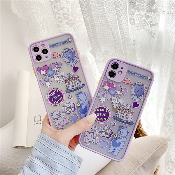

ins симпатичный мультфильм торт медведь корейский телефон чехол для iphone 11 pro max хг x xs max 7 8 puls se 2020 случаи фиолетовый жесткий