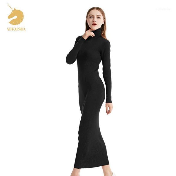 

womens winter cashmere sweaters auntmun women knitted pullovers long female trutleneck ankle-length long sweaters dress11, White;black