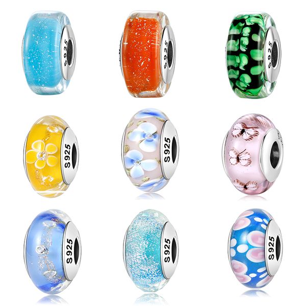 

cuentas de cristal de murano brillante para mujer abalorios de plata 925 mariposa rosa compatibles con pulsera jiuhao origi, Black