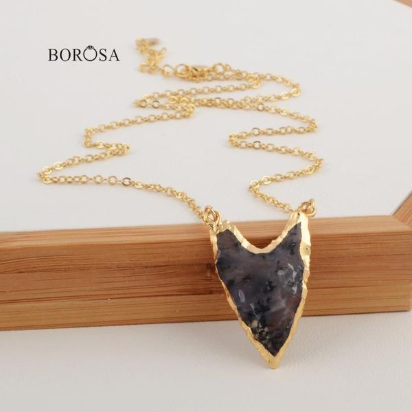 

pendant necklaces borosa rough natural stone connector necklace arrowhead shape gems jaspers classic cl218, Silver