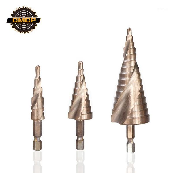 

hss step drill bit hex shank spiral grooved core drill bit set ticn coated metal wood hole cutter drilling for power tools1