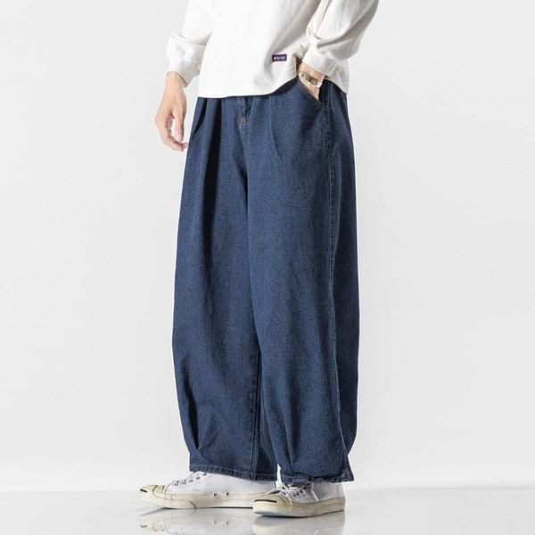 

men's jeans neploha man solid color harajuku straight autumn winter casual oversize denim pants loose fashion clothing, Blue