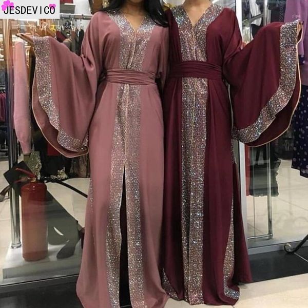

luxurious femme cardigan kimono kaftan hand-studded diamond robe dubai islam muslim dress abayas caftan qatar turkey clothing1, Red