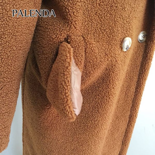 

2020 new teddy faux long women lamb fur thick coat oversized outwears q1219, Black