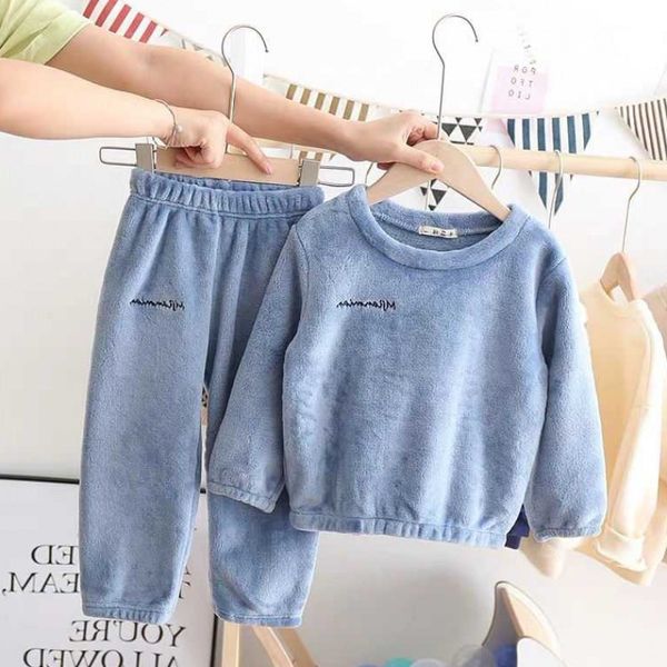 

warm suit children and girls pajamas boys home clothes plush thickening winter tide, White