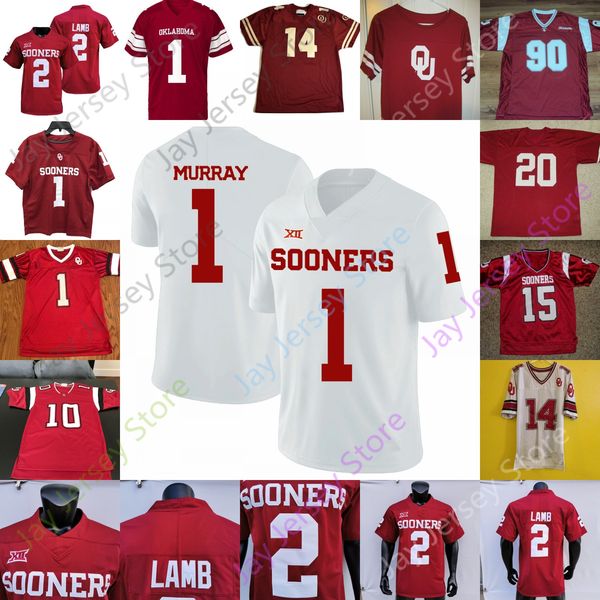 

oklahoma sooners football jersey ncaa college jalen hurts trey sermon rhamondre stevenson kennedy brooks ceedee lamb miller haselwood sims, Black;red